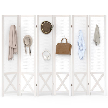 6-Panel Pegboard Room Divider, 67 Inches Tall, Foldable Privacy Screen Room Dividers at Gallery Canada