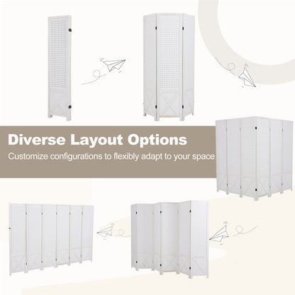 6-Panel Pegboard Room Divider, 67 Inches Tall, Foldable Privacy Screen Room Dividers at Gallery Canada