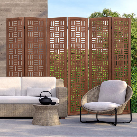 6-Panel Solid Wood Room Divider Folding Partition Stand, Walnut Room Dividers Walnut at Gallery Canada