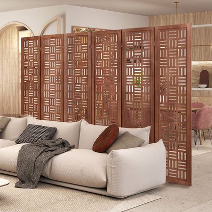 6-Panel Solid Wood Room Divider Folding Partition Stand, Walnut Room Dividers at Gallery Canada