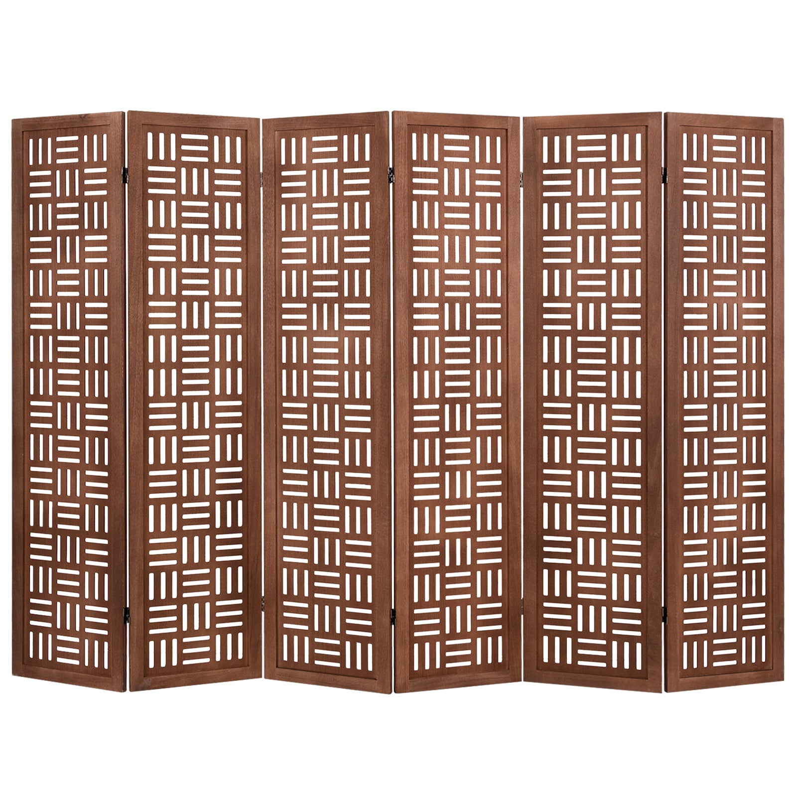 6-Panel Solid Wood Room Divider Folding Partition Stand, Walnut Room Dividers Walnut at Gallery Canada