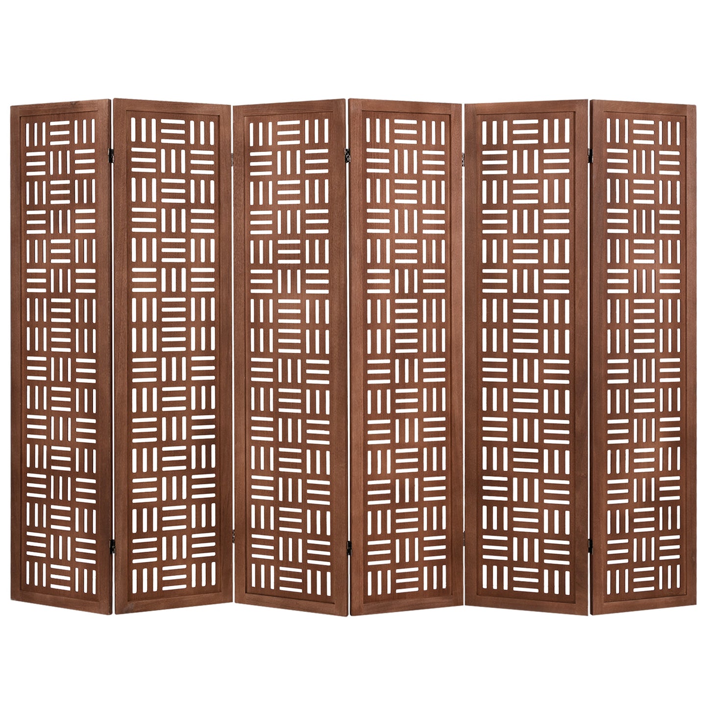 6-Panel Solid Wood Room Divider Folding Partition Stand, Walnut Room Dividers Walnut at Gallery Canada