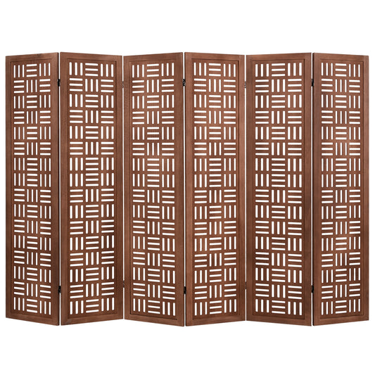 6-Panel Solid Wood Room Divider Folding Partition Stand, Walnut Room Dividers Walnut at Gallery Canada