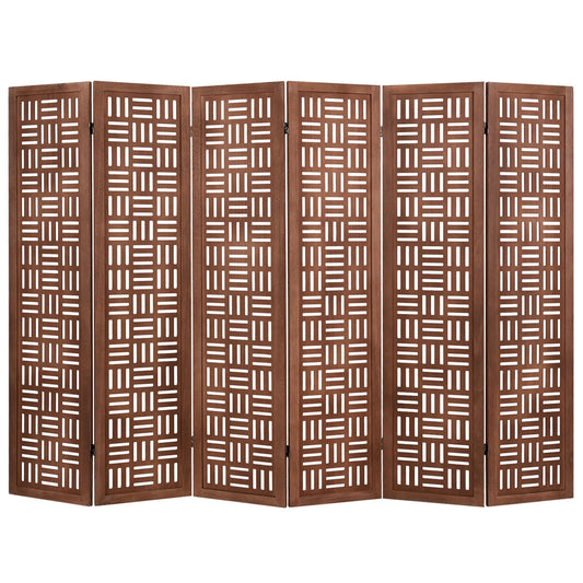 6-Panel Solid Wood Room Divider, Walnut Room Dividers Walnut at Gallery Canada