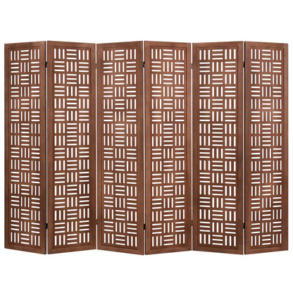 6-Panel Solid Wood Room Divider, Walnut Room Dividers Walnut at Gallery Canada