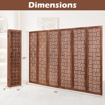 6-Panel Solid Wood Room Divider Folding Partition Stand, Walnut Room Dividers at Gallery Canada