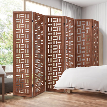 6-Panel Solid Wood Room Divider Folding Partition Stand, Walnut Room Dividers at Gallery Canada