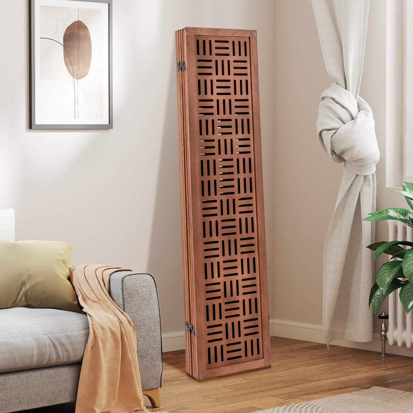 6-Panel Solid Wood Room Divider Folding Partition Stand, Walnut Room Dividers at Gallery Canada