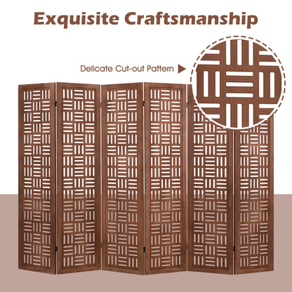 6-Panel Solid Wood Room Divider Folding Partition Stand, Walnut Room Dividers at Gallery Canada