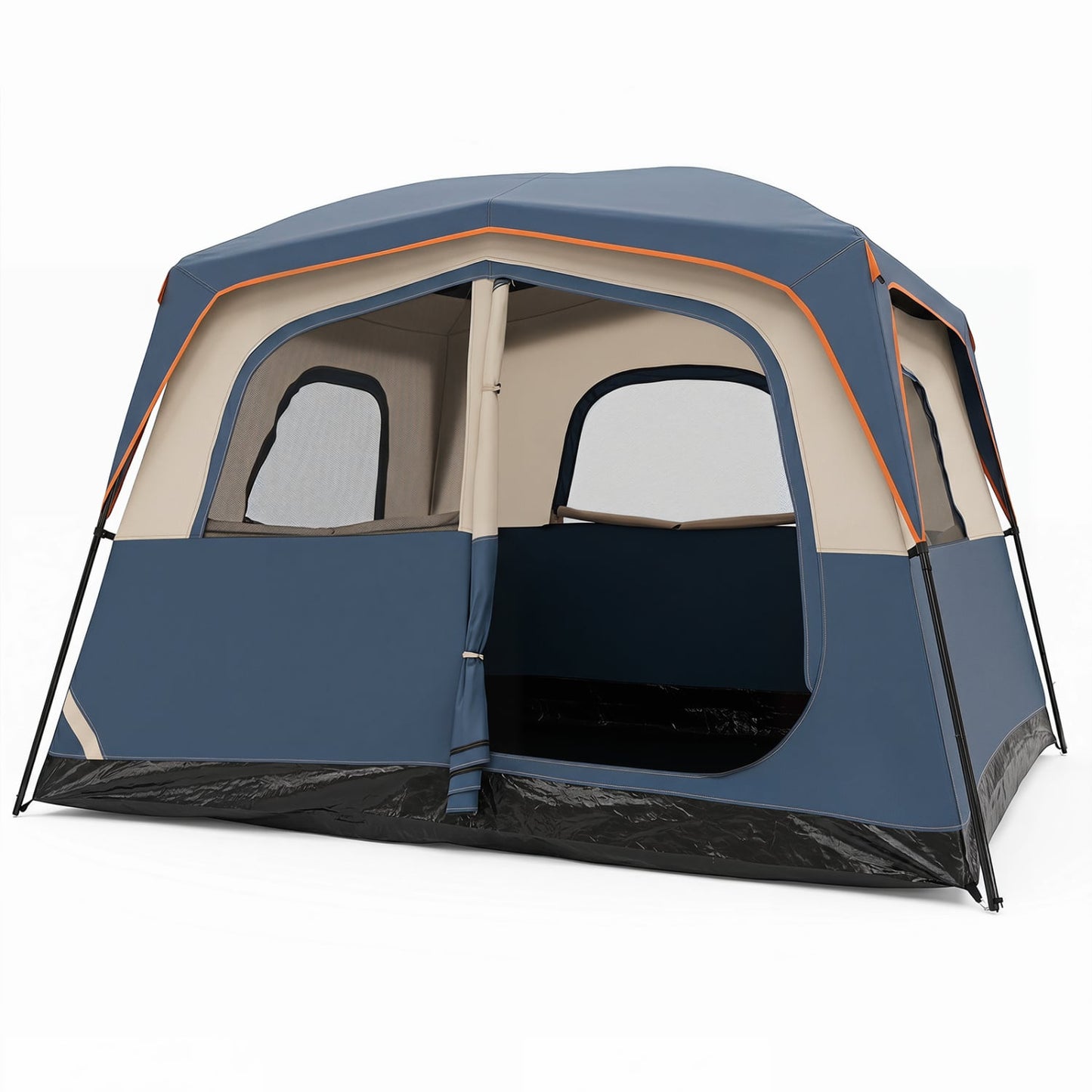 6-Person Camping Tent, Easy Setup Family Cabin Tent with Rainfly, Navy