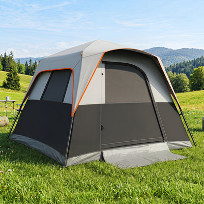 6-Person Blackout Instant Cabin Tent with Rainfly, Gray