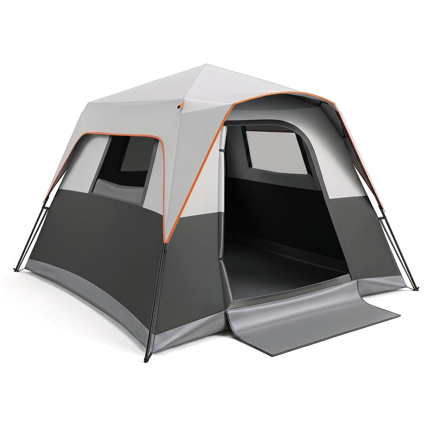 6-Person Blackout Instant Cabin Tent with Rainfly, Gray