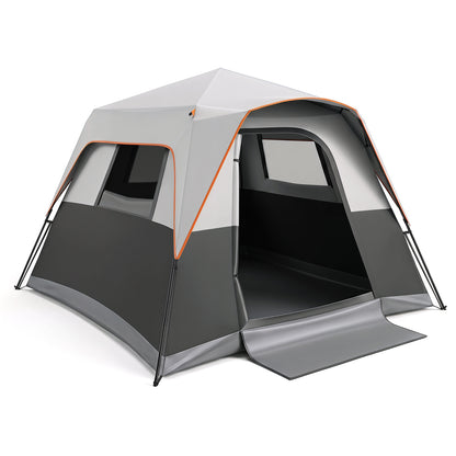 6-Person Blackout Instant Cabin Tent with Rainfly, Gray