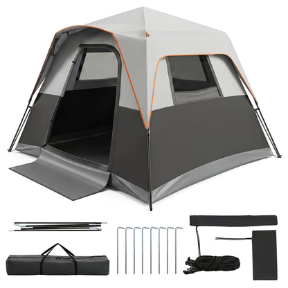 6-Person Blackout Instant Cabin Tent with Rainfly, Gray