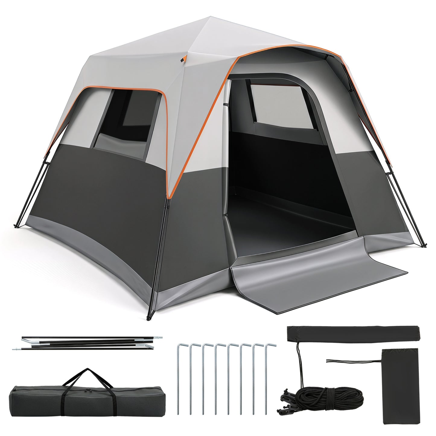 6-Person Blackout Instant Cabin Tent with Rainfly, Gray Tents at Gallery Canada