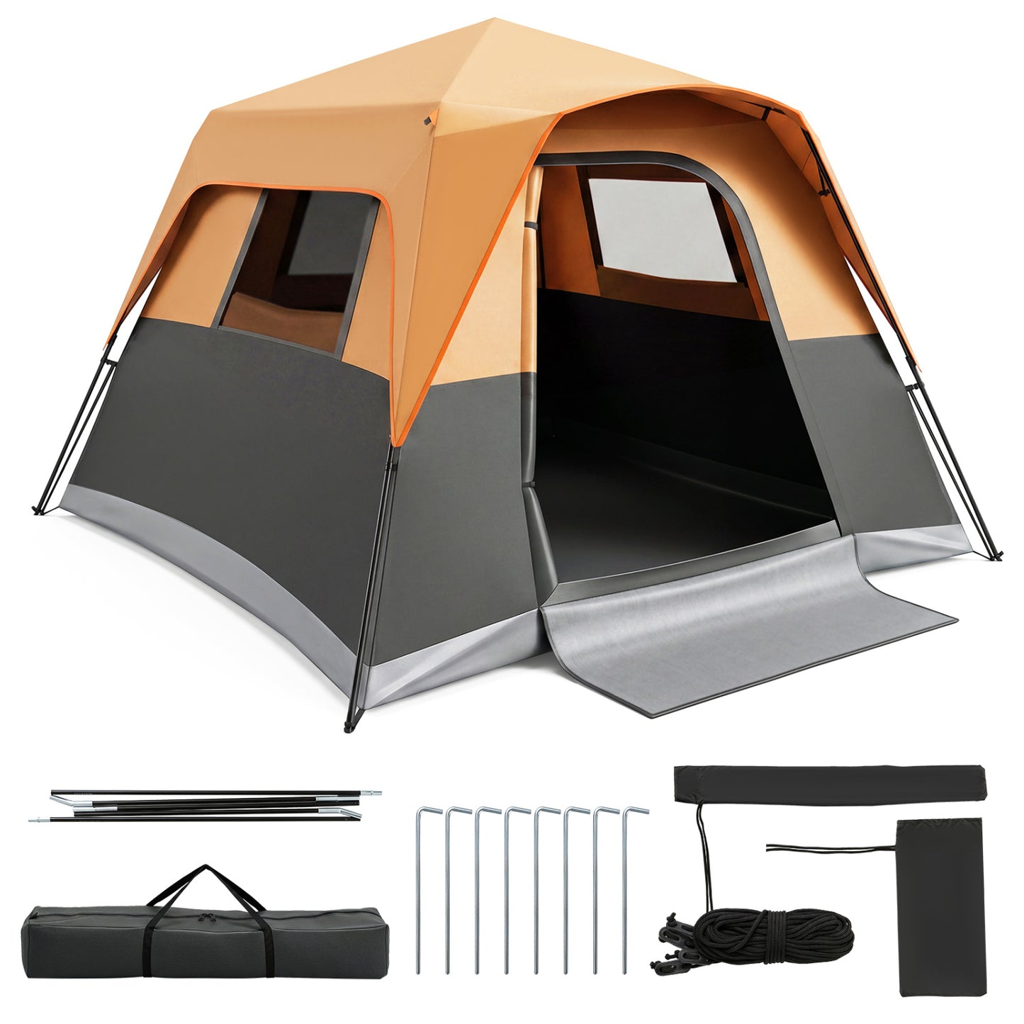 6-Person Blackout Instant Cabin Tent, Orange