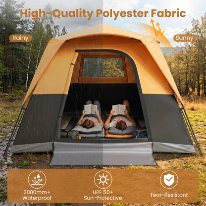 6-Person Blackout Instant Cabin Tent, Orange