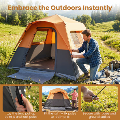 6-Person Blackout Instant Cabin Tent, Orange
