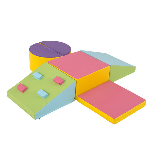 6-Piece Foam Climbing Blocks, Hook And Loop Fasteners, Multicolor