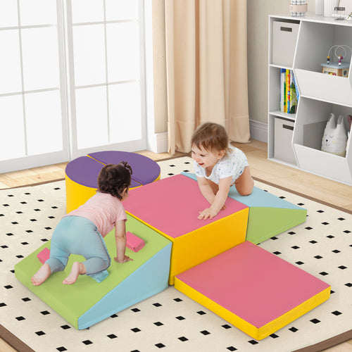 6-Piece Foam Climbing Blocks, Hook And Loop Fasteners, Multicolor