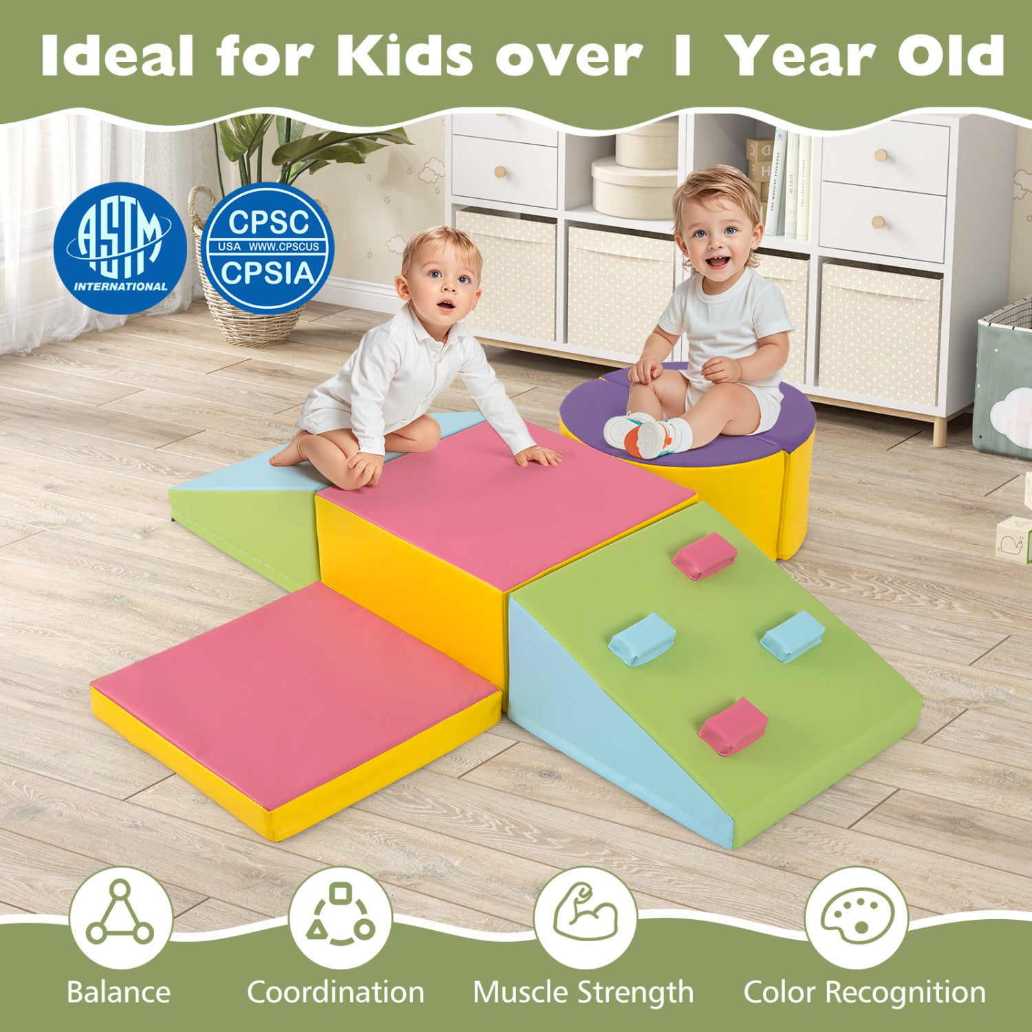 6-Piece Foam Climbing Blocks, Hook And Loop Fasteners, Multicolor Climbers & Slides at Gallery Canada