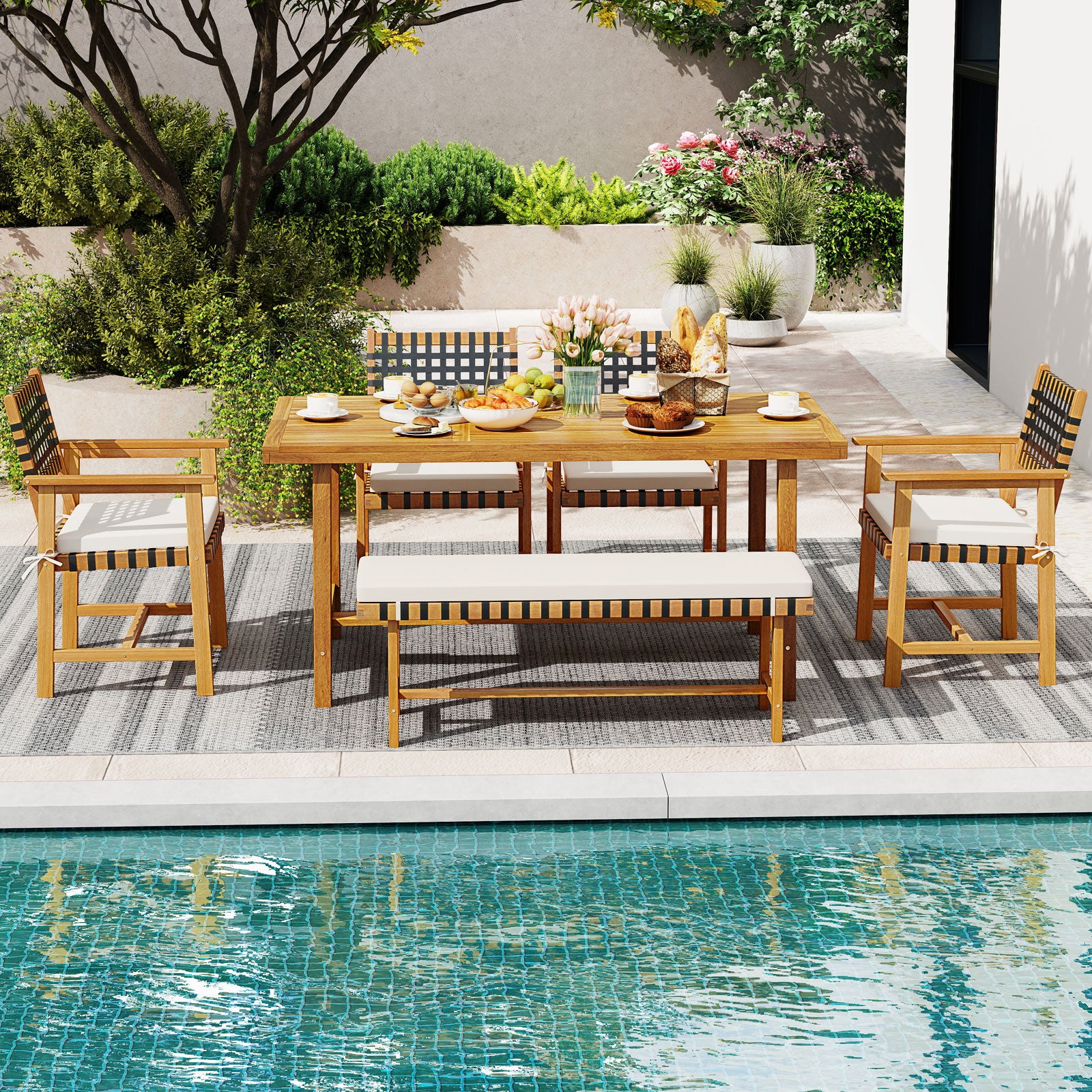 6-Piece Patio Dining Set for 5-6 People Farmhouse Furniture Patio Dining Sets at Gallery Canada