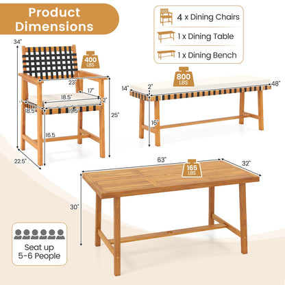 6-Piece Patio Dining Set, Farmhouse Furniture For 5-6 People Patio Dining Sets at Gallery Canada