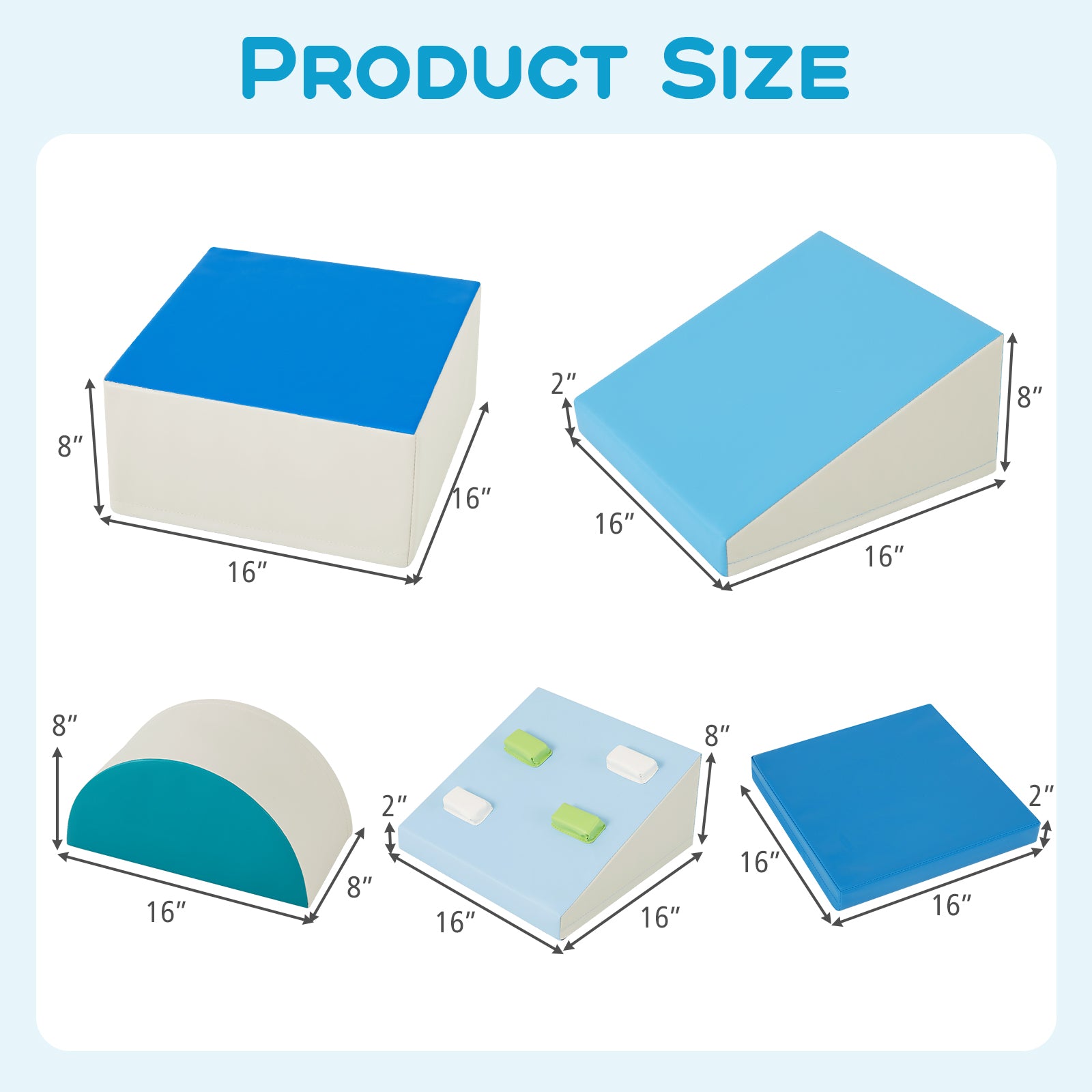 6-Piece Soft Play Set for Toddlers with Climbing Triangle and Ramp, Blue Climbers & Slides at Gallery Canada