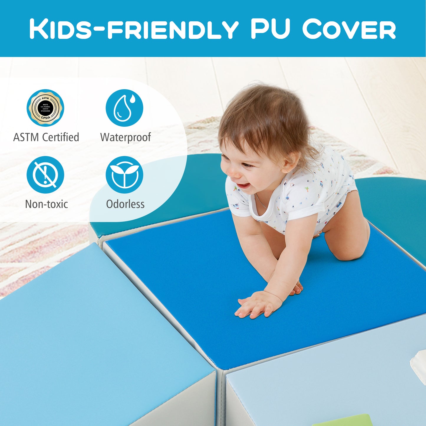 6-Piece Soft Play Set for Toddlers with Climbing Triangle and Ramp, Blue Climbers & Slides at Gallery Canada