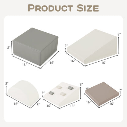 6-Piece Soft Play Set for Toddlers with Climbing Triangle and Ramp, White Climbers & Slides at Gallery Canada