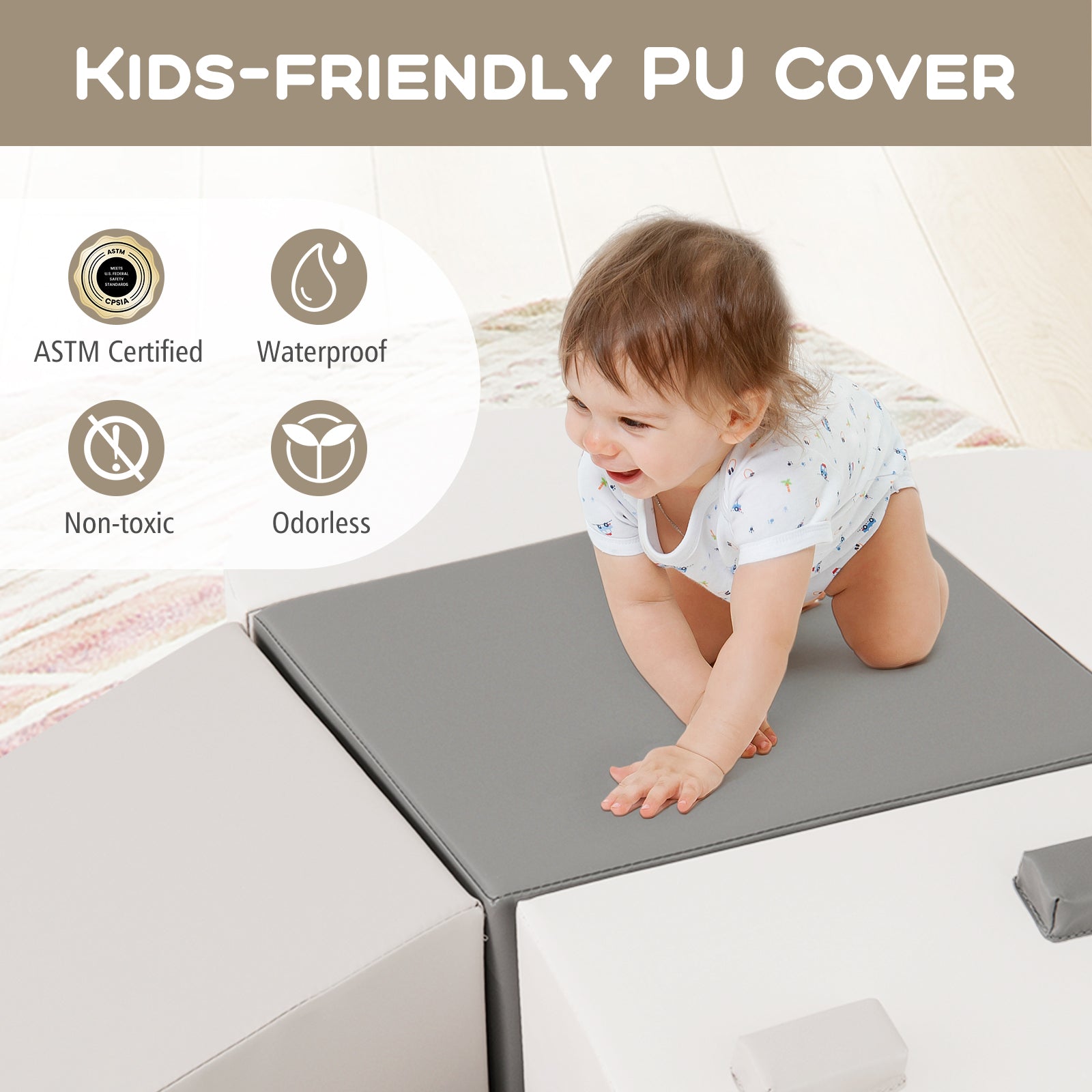 6-Piece Soft Play Set for Toddlers with Climbing Triangle and Ramp, White Climbers & Slides at Gallery Canada