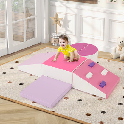 6-Piece Soft Play Set for Toddlers with Climbing Triangle and Ramp, Pink Climbers & Slides at Gallery Canada