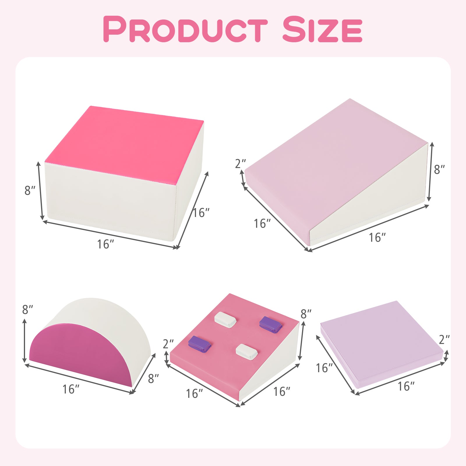 6-Piece Soft Play Set for Toddlers with Climbing Triangle and Ramp, Pink Climbers & Slides at Gallery Canada