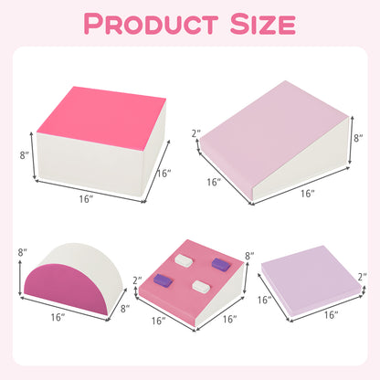 6-Piece Soft Play Set for Toddlers with Climbing Triangle and Ramp, Pink Climbers & Slides at Gallery Canada