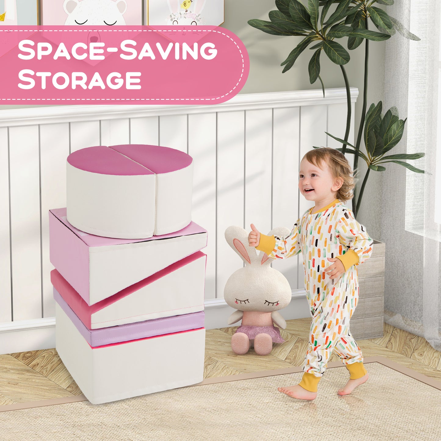 6-Piece Soft Play Set for Toddlers with Climbing Triangle and Ramp, Pink Climbers & Slides at Gallery Canada