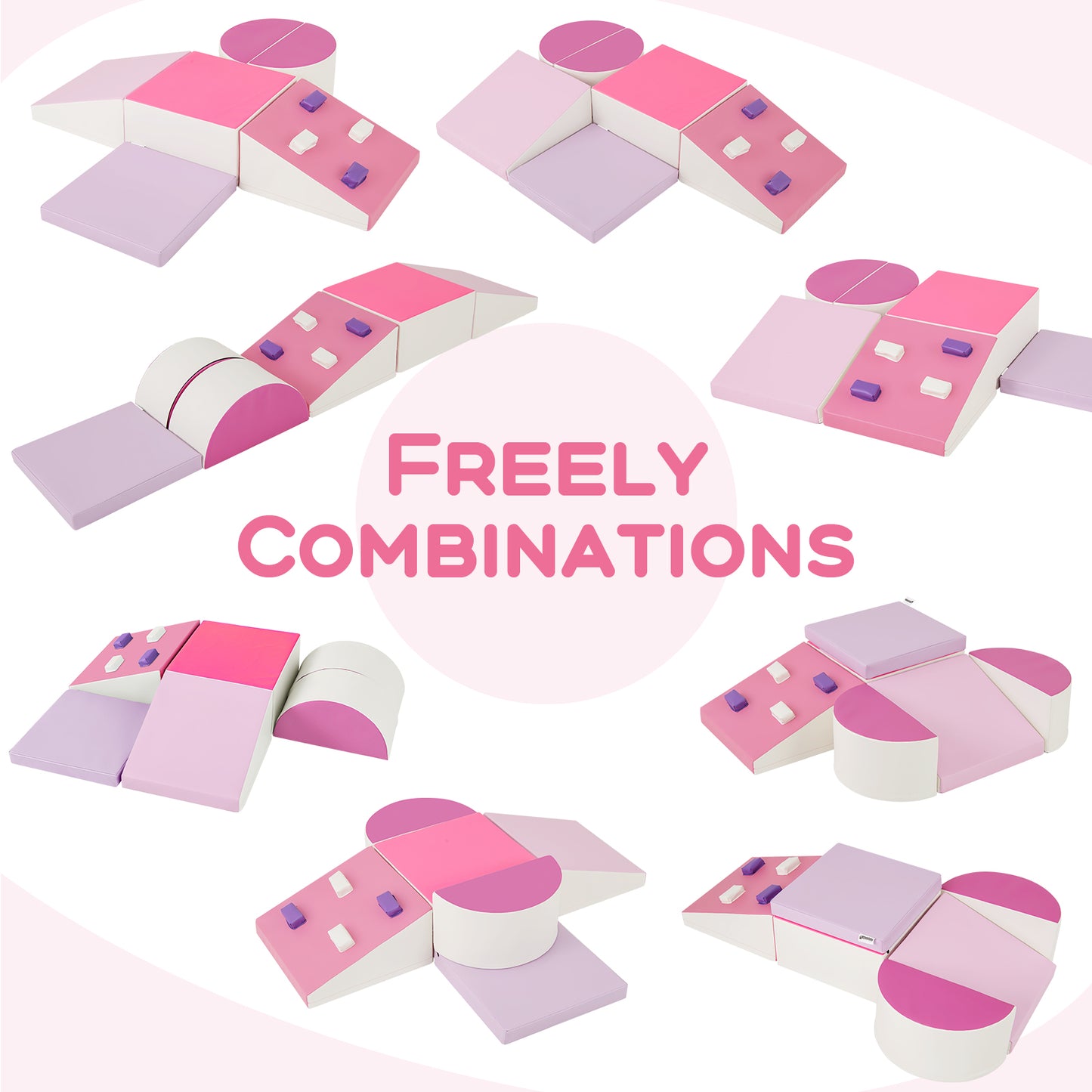 6-Piece Soft Play Set for Toddlers with Climbing Triangle and Ramp, Pink Climbers & Slides at Gallery Canada