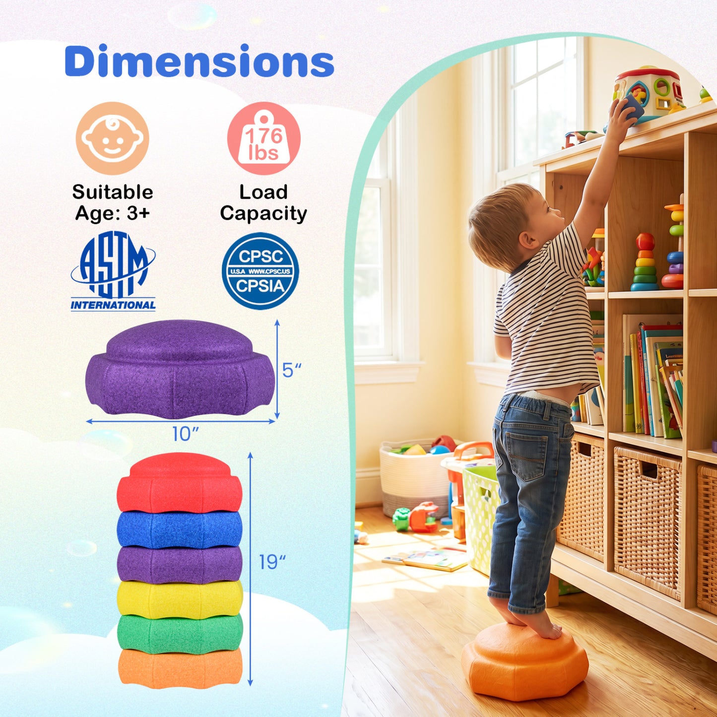 6-Piece Stepping Stones for Kids for Sensory Play and Coordination Toy Sports at Gallery Canada