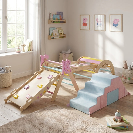 6-Piece Toddler Play Gym, Pink Climbers & Slides Pink at Gallery Canada