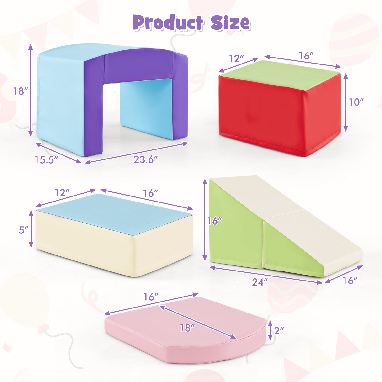 6 Pieces Foam Climbing Blocks Soft Play Climbing for Toddlers with Tunnel, Beige Climbers & Slides at Gallery Canada