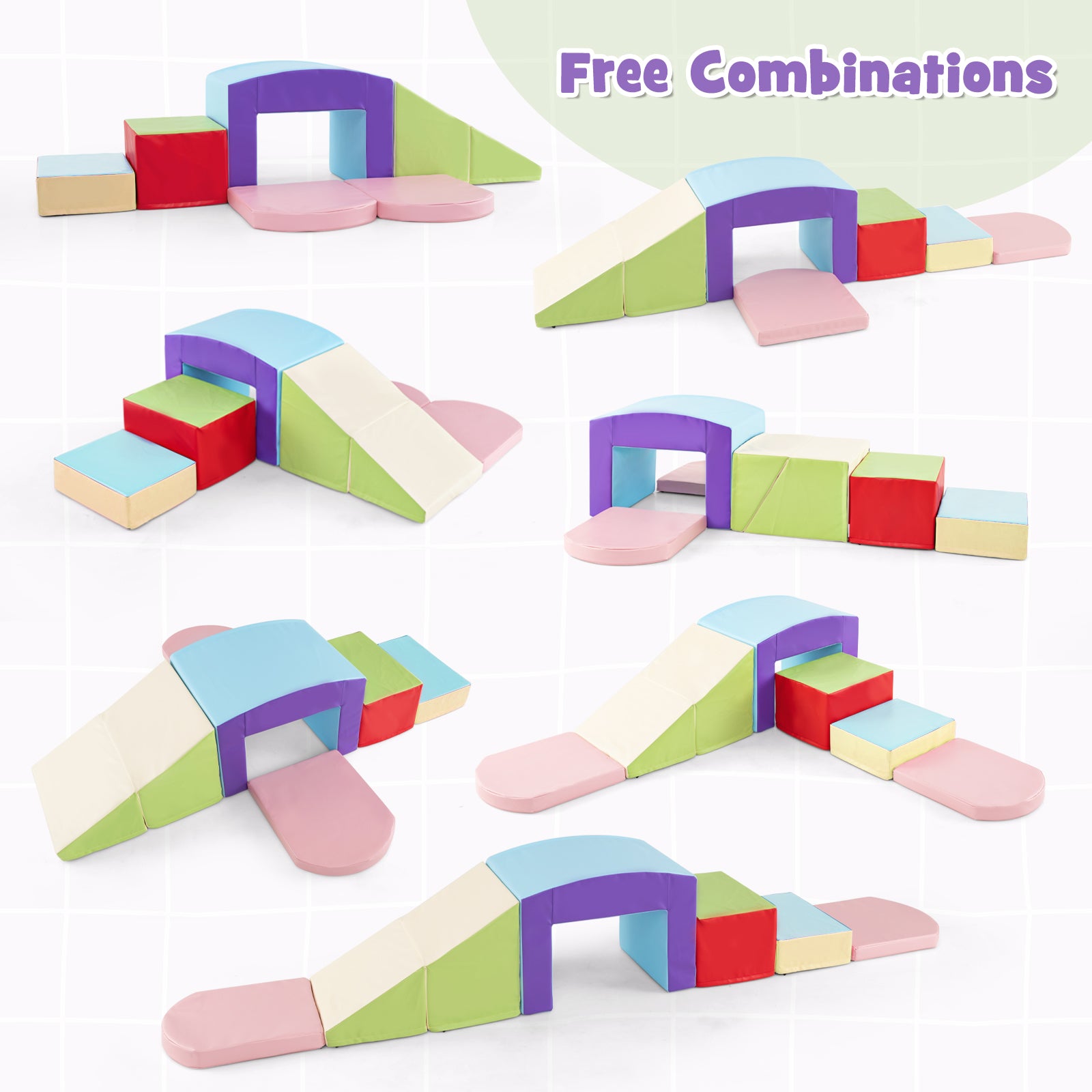 6 Pieces Foam Climbing Blocks Soft Play Climbing for Toddlers with Tunnel, Beige Climbers & Slides at Gallery Canada