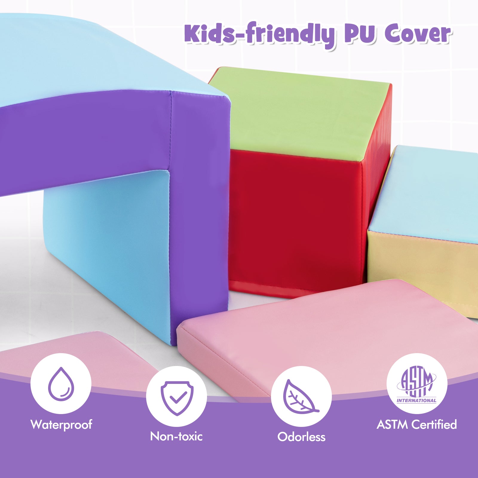 6 Pieces Foam Climbing Blocks Soft Play Climbing for Toddlers with Tunnel, Beige Climbers & Slides at Gallery Canada