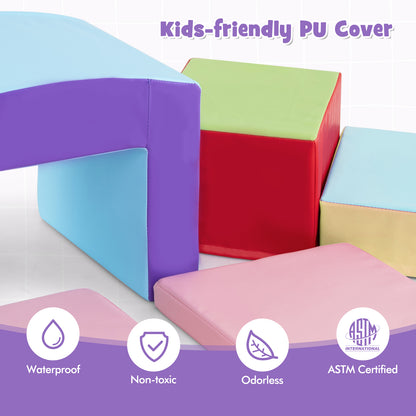 6 Pieces Foam Climbing Blocks Soft Play Climbing for Toddlers with Tunnel, Beige Climbers & Slides at Gallery Canada