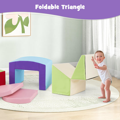 6 Pieces Foam Climbing Blocks Soft Play Climbing for Toddlers with Tunnel, Beige Climbers & Slides at Gallery Canada