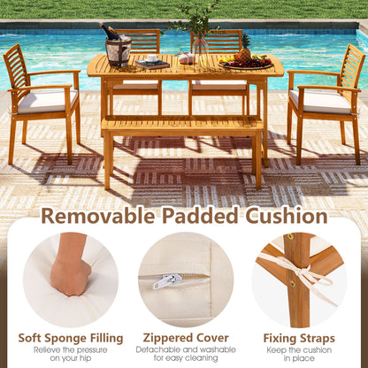 6 Piece Acacia Wood Outdoor Dining Set, Natural Patio Dining Sets at Gallery Canada