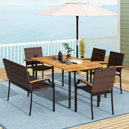 6 Pieces Outdoor Dining Set with Umbrella Hole Patio Dining Sets at Gallery Canada