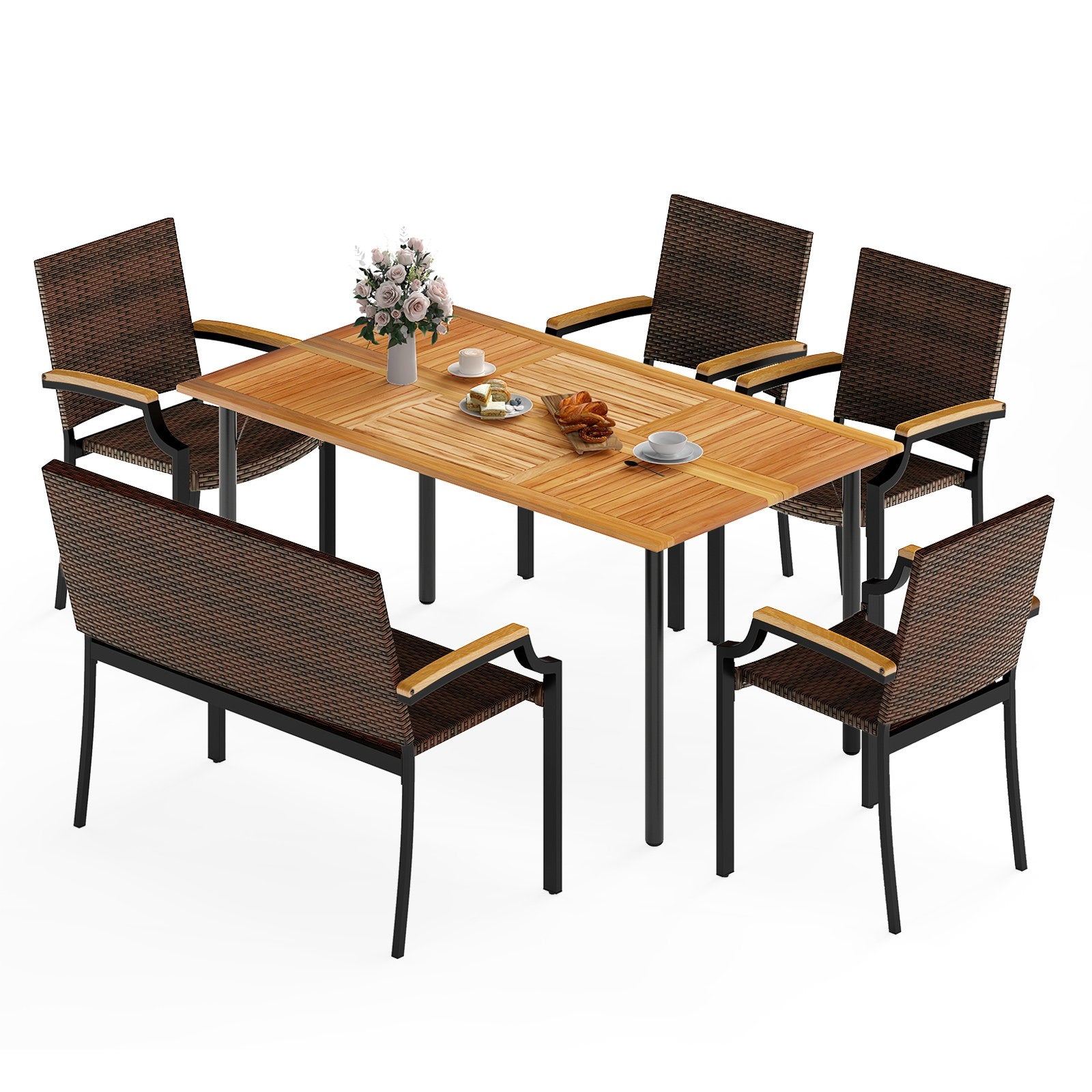 6 Pieces Outdoor Dining Set with Umbrella Hole Patio Dining Sets Options at Gallery Canada