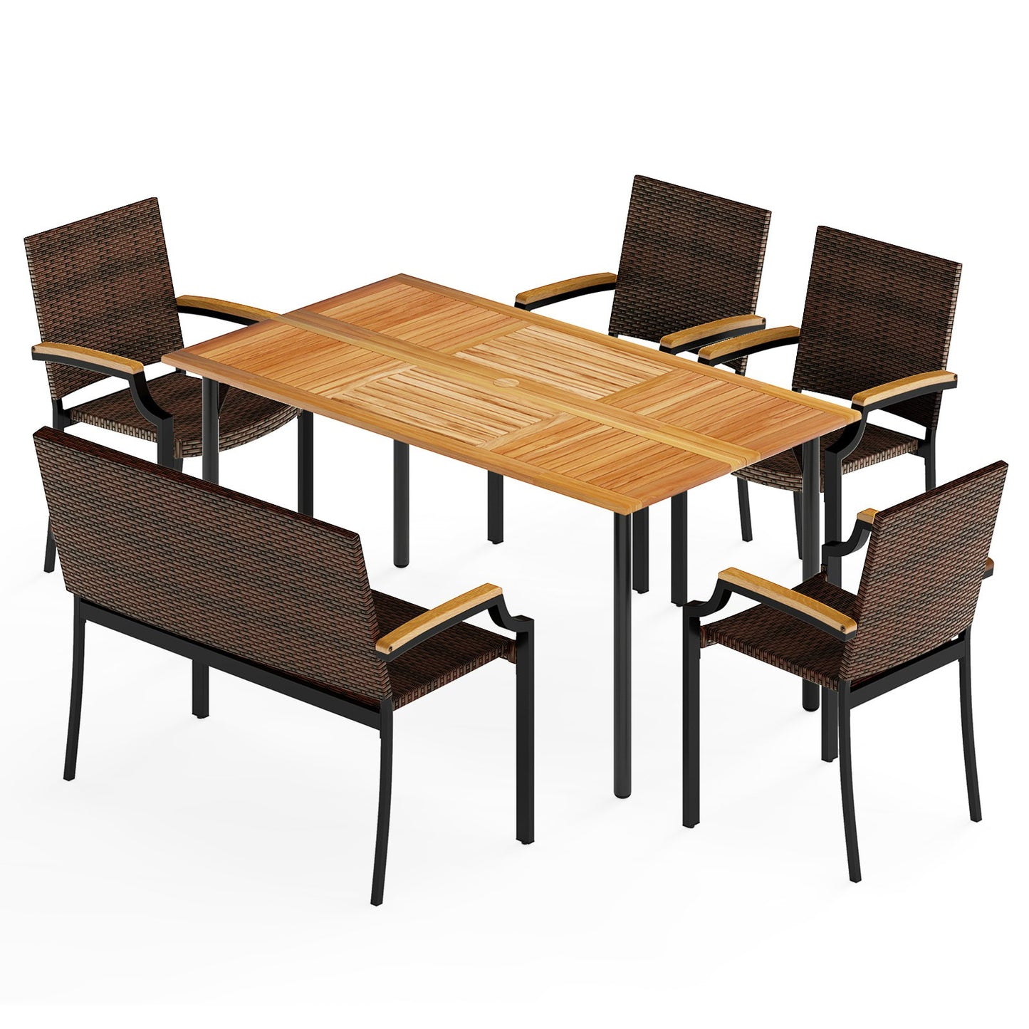 6 Pieces Outdoor Dining Set with Umbrella Hole Patio Dining Sets at Gallery Canada