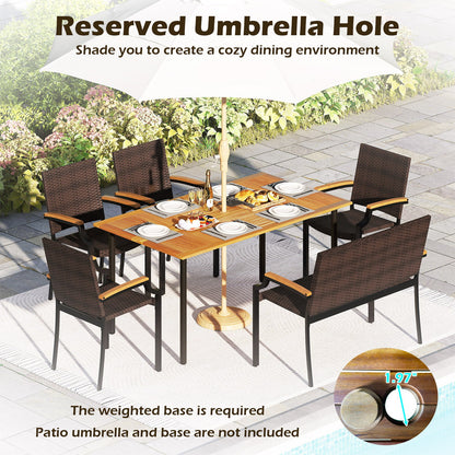 6 Pieces Outdoor Dining Set with Umbrella Hole Patio Dining Sets at Gallery Canada