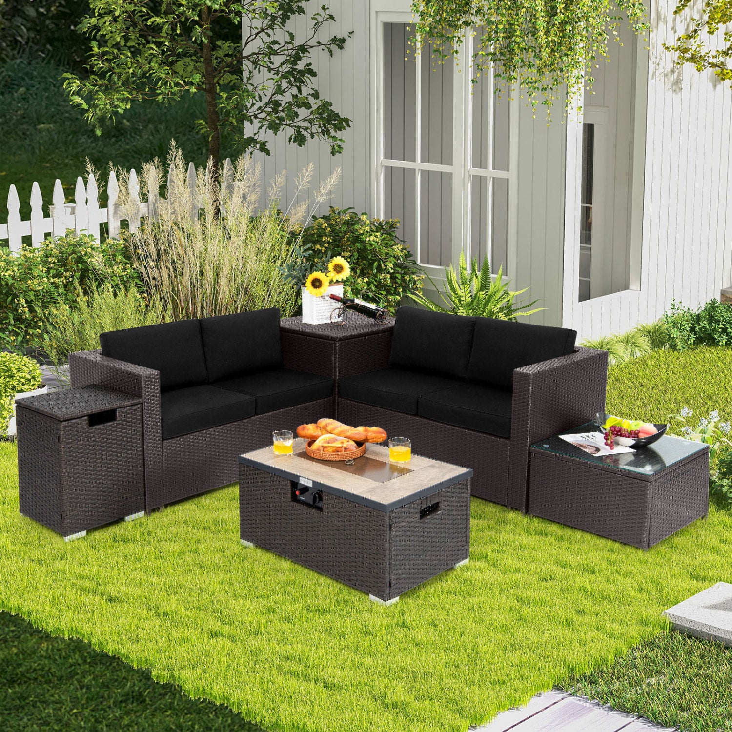 6-Piece Outdoor Wicker Set with 32