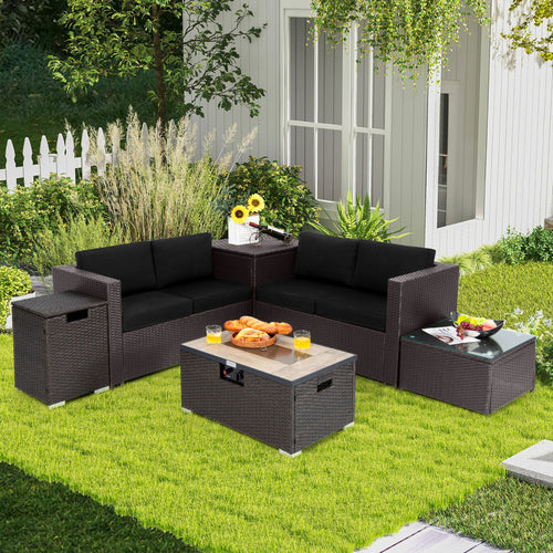 6-Piece Outdoor Wicker Set with 32